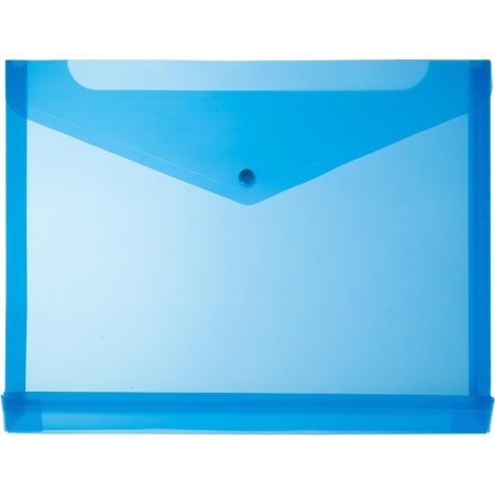 Папка-конверт на кнопке Attache А4 синяя 180 мкм (с горизонтальным с  расширением, 5 штук в упаковке)