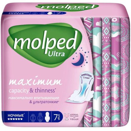 Прокладки женские гигиенические Molped Ultra Night (7 штук в упаковке)