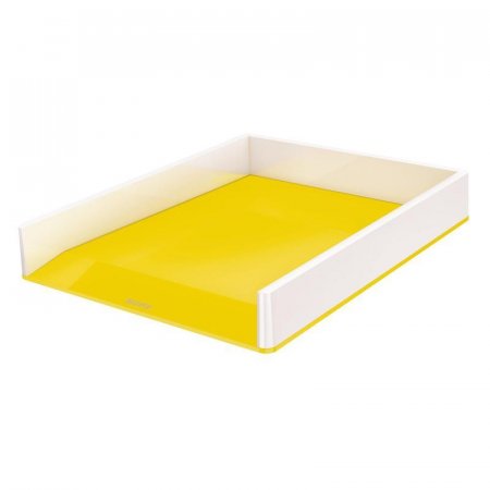 Лоток для бумаг горизонтальный Leitz Wow желтый/белый