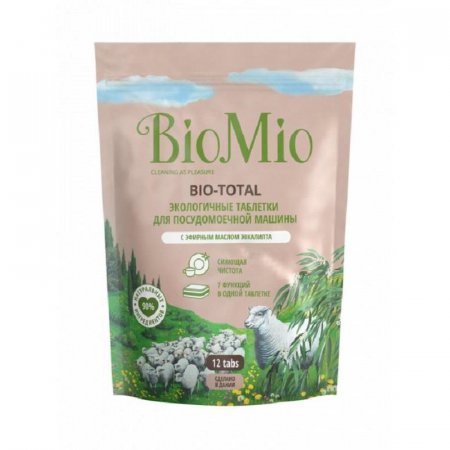 Таблетки для посудомоечных машин BioMio Bio-Total Эвкалипт (12 штук в  упаковке)