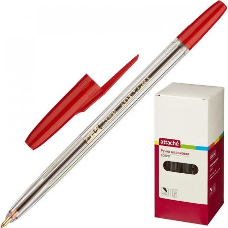 Ручка шариковая Attache Corvet красная (толщина линии 0.7 мм)