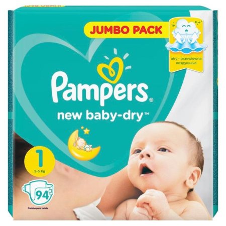Подгузники Pampers New Baby-Dry Newborn Джамбо Упаковка 1 (NB) 2-5 кг (94 штуки в упаковке)
