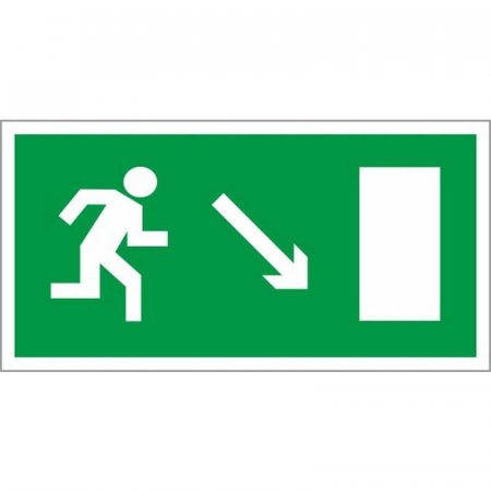 Знак безопасности Направление к эвакуационному выходу направо вниз E07  (150х300 мм, пленка ПВХ, фотолюминесцентный)