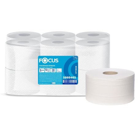 Бумага туалетная в рулонах Focus Jumbo Premium 2-слойная 12 рулонов по  150 метров (артикул производителя 5060405)