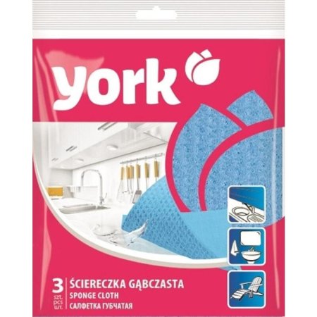 Салфетки хозяйственные губчатые York целлюлоза 17.5x15.5 см 590 г/кв.м  (3 штуки в упаковке)