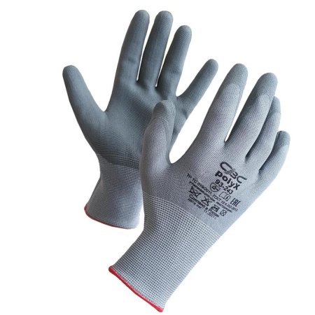 Перчатки рабочие защитные Polix полиэфирные с полиуретановым покрытием  серые (15  класс, размер 7, S)