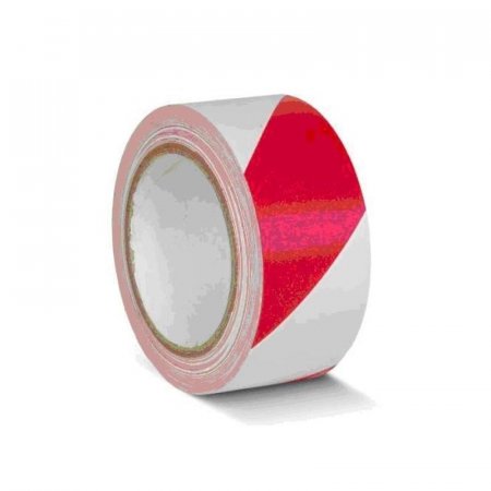 Сигнальная клейкая лента для разметки красная/белая 50 мм x 33 м (KMSY05033)