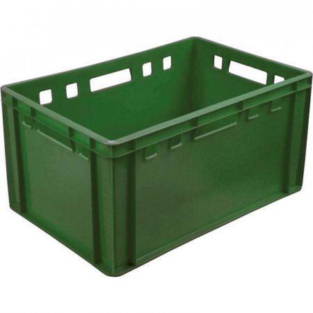 Ящик (лоток) мясной из ПНД 600х400х300 мм зеленый ударопрочный