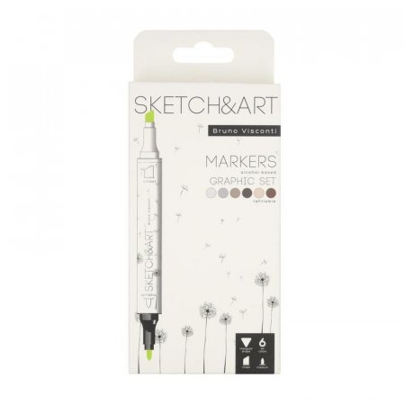 Набор маркеров Sketch&Art Графика двухсторонних 6 цветов (толщина линии 3 мм)