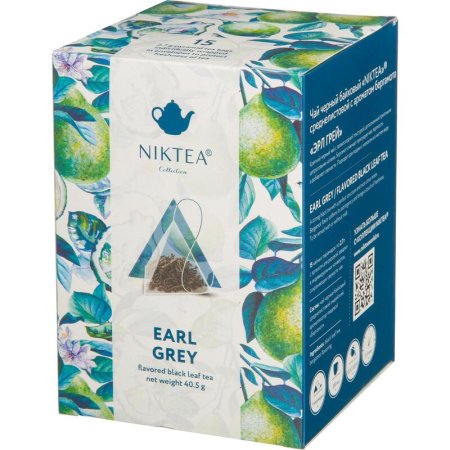 Чай NIKTEA Эрл Грей черный 15 пакетиков-пирамидок