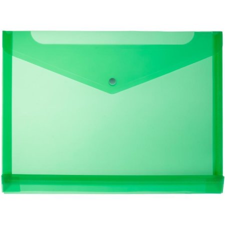 Папка-конверт на кнопке Attache А4 зеленая 180 мкм (с горизонтальным с  расширением, 5 штук в упаковке)