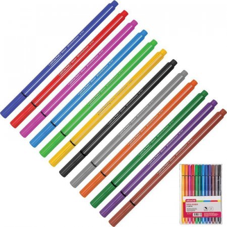 Набор линеров Attache Rainbow (трехгранный корпус, толщина линии 0.4 мм, 12 цветов)
