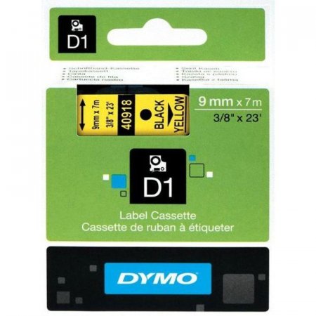 Картридж для принтера этикеток DYMO S0720730 D1 (9 мм x 7 м, цвет ленты желтый, шрифт черный)