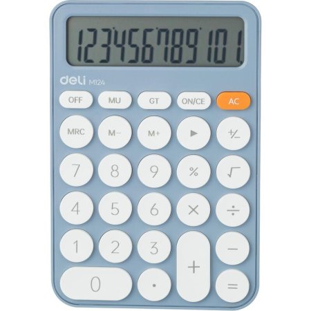 Калькулятор настольный Deli EM124 12 разрядный голубой 158x105x28 мм