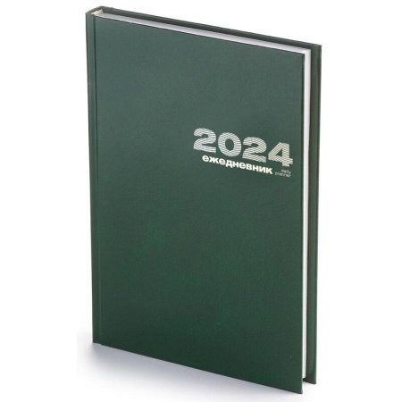 Ежедневник датированный 2024 год Альт бумвинил А5+ 168 листов зеленый