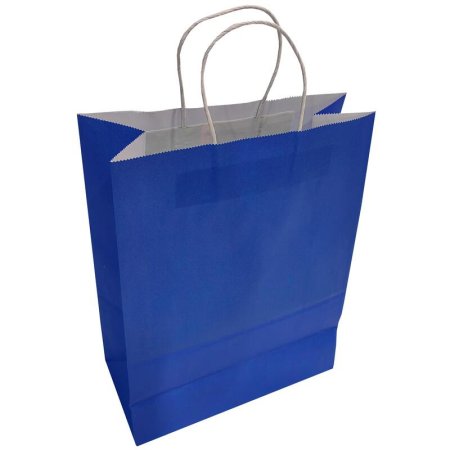 Пакет подарочный из крафт-бумаги темно-синий (33х26х12 см)