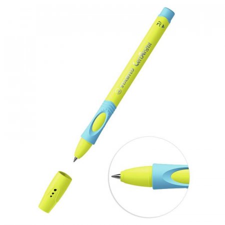 Ручка шариковая Stabilo LeftRight синяя (желто-голубой корпус, толщина линии 0.45 мм)