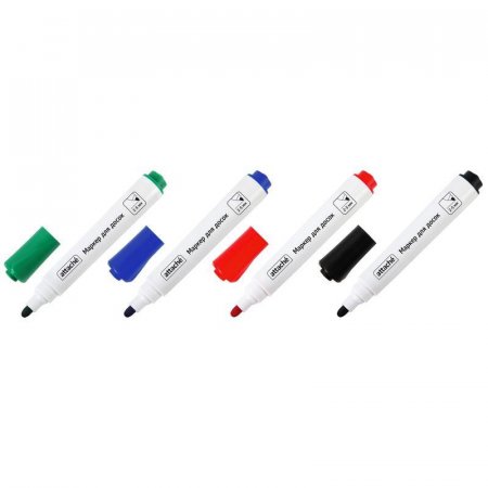 Набор маркеров для досок Attache мокрого стирания 4 цвета (толщина линии 2-5 мм)