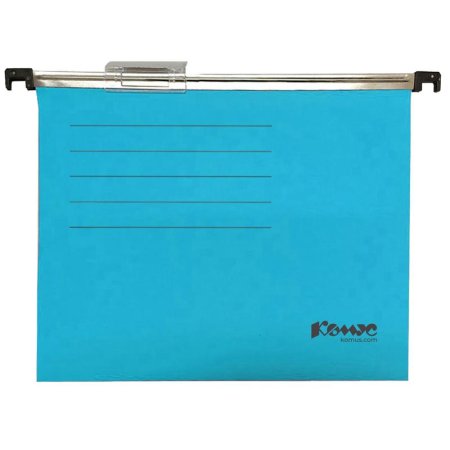 Подвесная папка Комус А4 до 100 листов синяя (10 штук в упаковке)