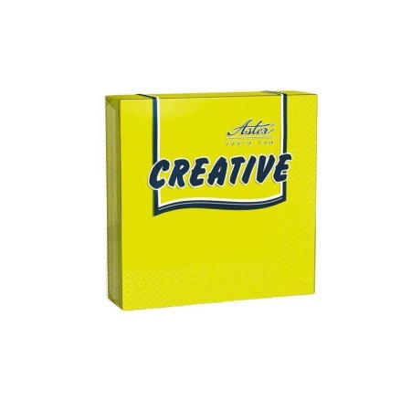 Салфетки бумажные Aster Creative 33х33 см желтые 3-слойные 20 штук в  упаковке