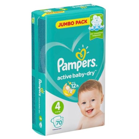 Подгузники Pampers Active Baby-Dry размер 4 (L) 9-14 кг (70 штук в упаковке)