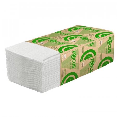 Полотенца бумажные листовые Focus Eco V-сложения 1-слойные 15 пачек по  250 листов (артикул производителя 5049978)