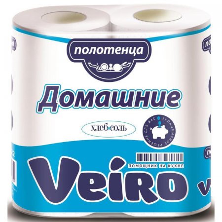 Полотенца бумажные Veiro Домашние с тиснением двухслойные (2 рулона по 12,5 метра)