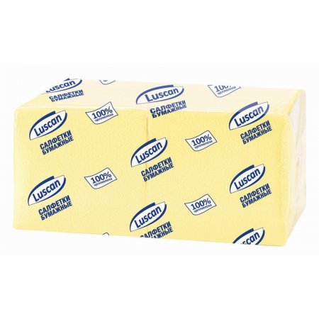 Салфетки бумажные Luscan Profi Pack 1-слойные (24x24 см, пастель, желтые, 400 штук в упаковке)