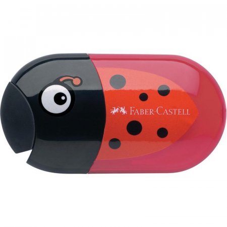 Точилка Faber-Castell Ladybug двойная с ластиком и контейнером