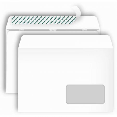 Конверт почтовый Postfix Bong С5 (162x229 мм) белый удаляемая лента правое окно (1000 штук в упаковке)