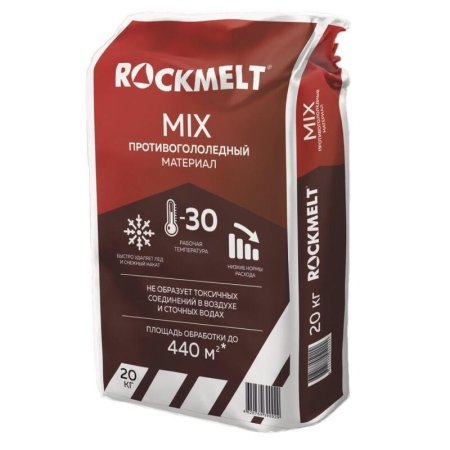 Реагент противогололедный RockMelt mix соль до -30 °C мешок 20 кг