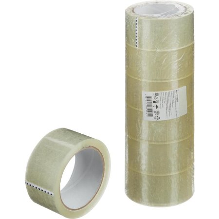 Клейкая лента упаковочная 48 мм х 66 м 40 мкм прозрачная (6 штук в  упаковке)