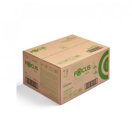 Полотенца бумажные для диспенсеров FOCUS Eco Zсл 1-слойные 12 пачек по  250 листов (артикул производителя 5069958)