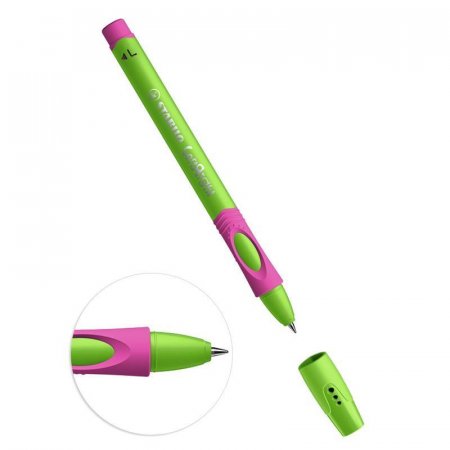 Ручка шариковая Stabilo LeftRight для левшей синяя (зелено-малиновый корпус, толщина линии 0.45 мм)
