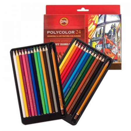 Карандаши цветные Koh-I-Noor Polycolor художественные 24 цвета шестигранные с точилкой