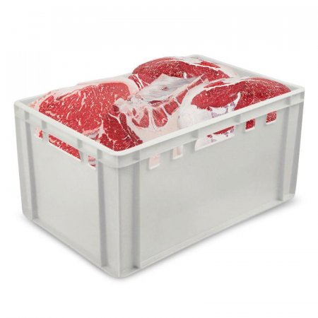 Ящик (лоток) мясной из ПНД 600х400х300 мм белый морозостойкий
