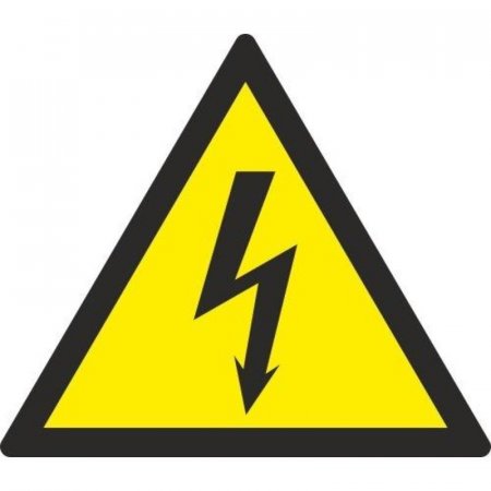 Знак безопасности  Опасность поражения электрическим током W08 (200х200х2 мм, пластик)