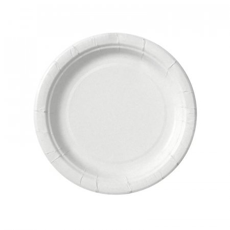 Тарелка одноразовая бумажная 180 мм белая 50 штук в упаковке Комус Эконом