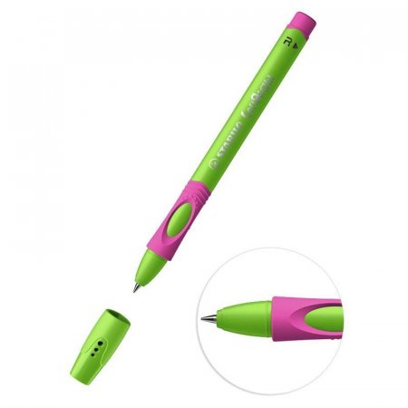Ручка шариковая Stabilo LeftRight синяя (зелено-малиновый корпус, толщина линии 0.45 мм)