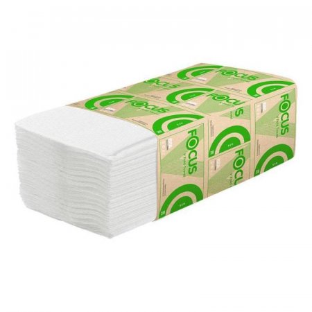 Полотенца бумажные листовые Focus Eco V-сложения 1-слойные 15 пачек по  200 листов (артикул производителя 5049975)