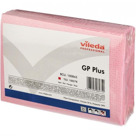 Салфетка хозяйственная универсальная Vileda GP Plus красная (25 штук в упаковке)
