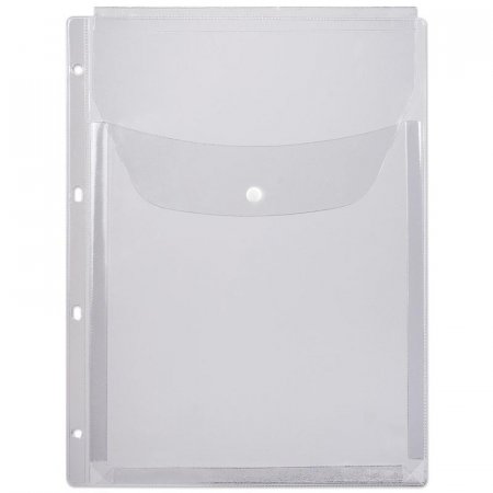 Папка-конверт на кнопке Attache с расширением с перфорацией прозрачный рифленый А4 180 мкм (5 штук в упаковке)