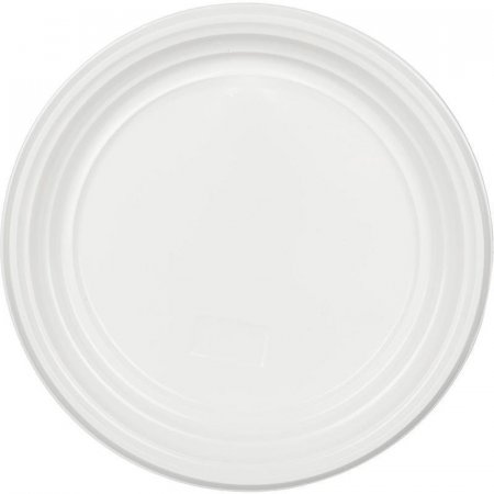 Тарелка одноразовая пластиковая 205 мм белая 100 штук в упаковке Комус Стандарт