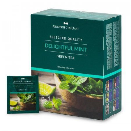 Чай Деловой Стандарт Delightful Mint зеленый 100 пакетиков