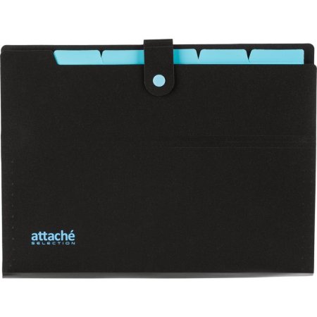 Папка-органайзер Attache Selection Black&Bluе А4 черная/голубая 5  отделений (325х245 мм)