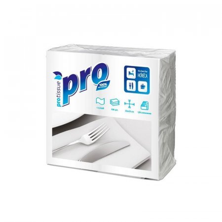 Салфетки бумажные Protissue 33x33 см белые 1-слойные 100 штук в упаковке