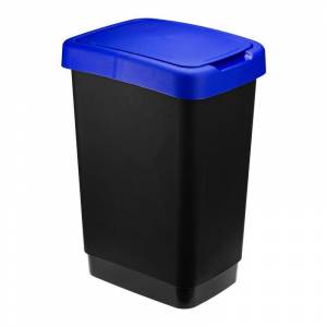 Ведро для мусора Idea Твин 25 л пластик черный/синий (26x33x47 см)
