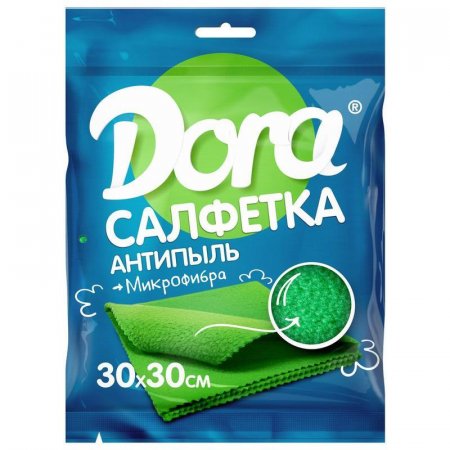 Салфетка хозяйственная Dora микрофибра 30х30 см зеленая