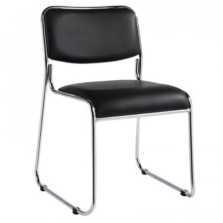 Стул офисный без подлокотников Easy Chair 802 VP черный (искусственная кожа, металл хромированный)