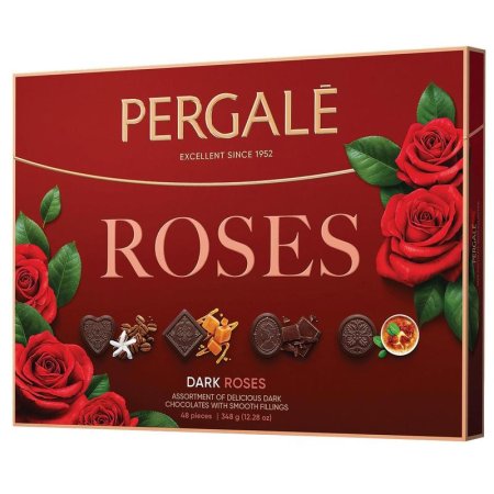Шоколадные конфеты Pergale Розы ассорти в темном шоколаде 348 г